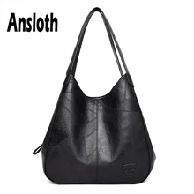 Ansloth PU Leather Handbag For Women Large Capacity Handle Bag Lady Solid Color Shoulder And Handbag Female Simple Tote HPS614 Ansloth PU Leather Handbag For Women Large Capacity Handle Bag Lady Solid Color Shoulder And Handbag Female Simple Tote HPS614