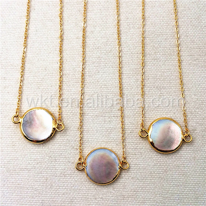 WT N827 Charm Pearl Connector Necklace Jewelry Wholesale,Natural Black