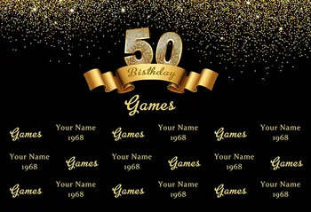 

Customize Vinyl cloth Black gold photography Backdrop 50th birthday party Photography Background For Studio Photo Props