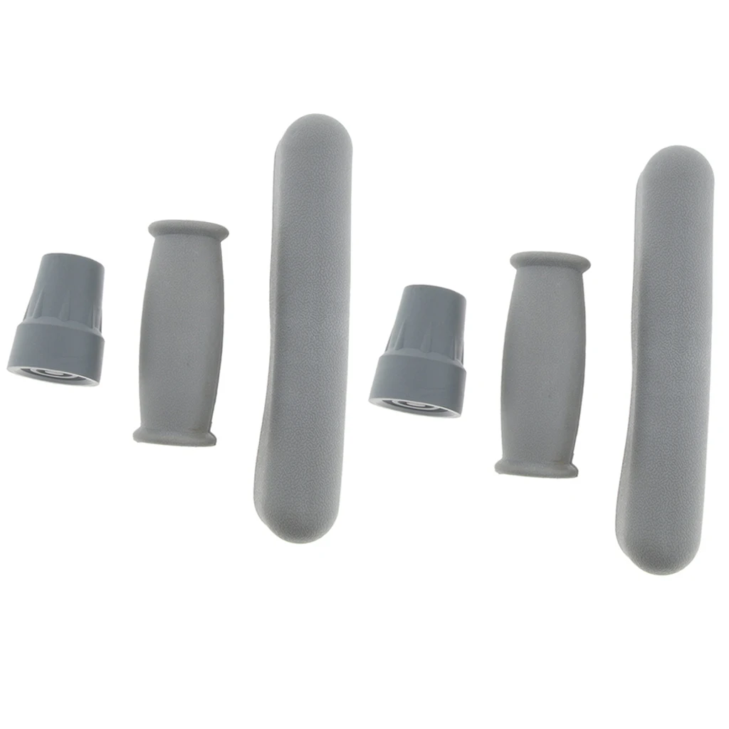2 Set Crutch Accessory Kit Crutch Pad+Handle Grip Covers+Tip Cover Gray