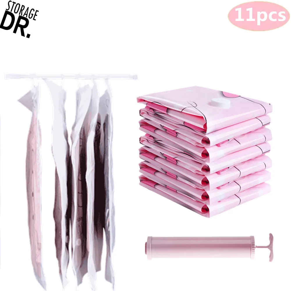 

DR STORAGE Vacuum Storage Bags for Clothes Vaccum Hanging Storage Pockets Suit Bag Closet Cloth Organizer Wardrobe Organizador