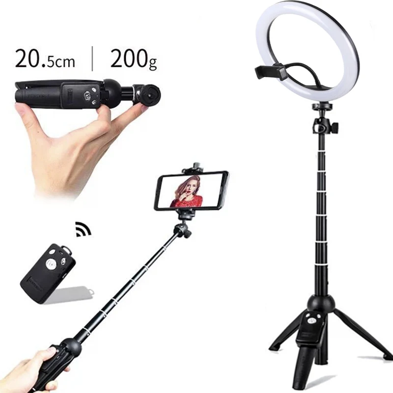 

26cm Ring Light USB Charge Ring LED 110cm Height YUNTENG Self Stick for Camera Phone Photography Smartphone Studio Live show