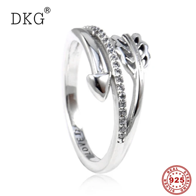 

2019 925 Sterling Silver Fashion Valentine's Day Sparkling Arrow with Clear CZ Ring Fit for Women Engagement Ring DIY Jewelry