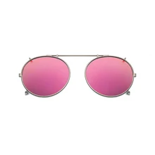 Óculos de sol polarizado unissex com clipe redondo, óculos para dirigir, metal, oval, espelhado, cor rosa, uv400