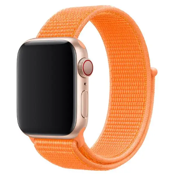 Светильник со светоотражающим браслетом, спортивный ремешок для Apple Watch, ремешок 44 мм, 42 мм, 40 мм, 38 мм, тканый нейлоновый ремешок для iwatch, серия 4/3/2/1 - Цвет ремешка: Papaya