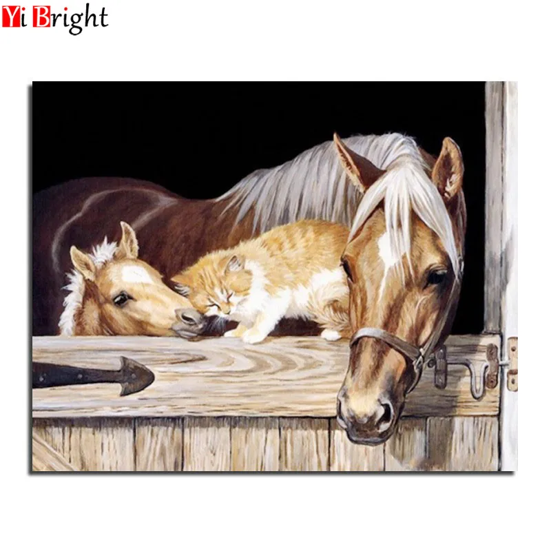 

Cats and horses 25X20 Wholesale DIY Diamond Painting Home Decoration Rhinestone Wall Stickers Embroidery Needlework XY1