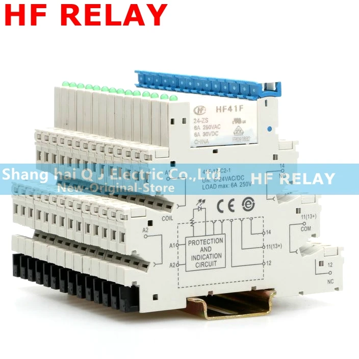 

1PCS 41F-1Z-C2-1 HF41F 5V 12V 24V 6A 1CO Slim Relay Mount On Screw Socket with LED and Protection Circuit 24VDC/AC Wafer relay