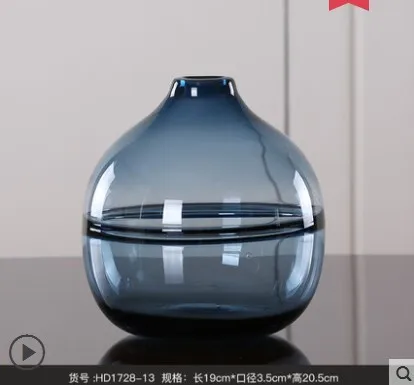 Современная простая стеклянная ваза прозрачная гостиная небольшой свежий гидропонный контейнер ваза мягкое Украшение творческие композиции - Цвет: Темный хаки
