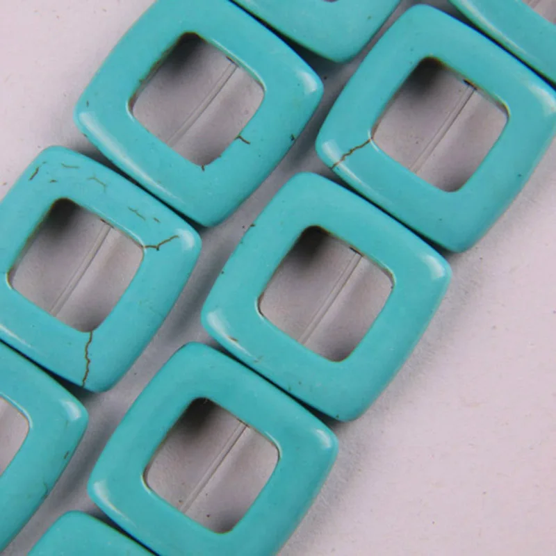 

20x20MM Blue Howlite Square Loose Beads Strand 16 Inch Jewelry For Gift Making C079