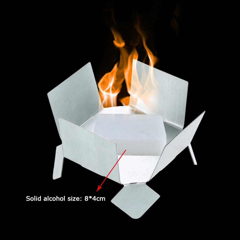 

Outdoor Camping Stove Plate Pot Holder Plate Folding Stainless Steel Pot Holder Plate with Tray Solid Fuel Alcohol Stove Burner