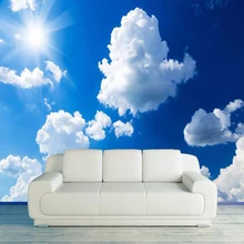 Пользовательские 3D фото обои голубое небо белые облака Солнечный пейзаж большие фрески настенная живопись Гостиная ТВ фон Декор