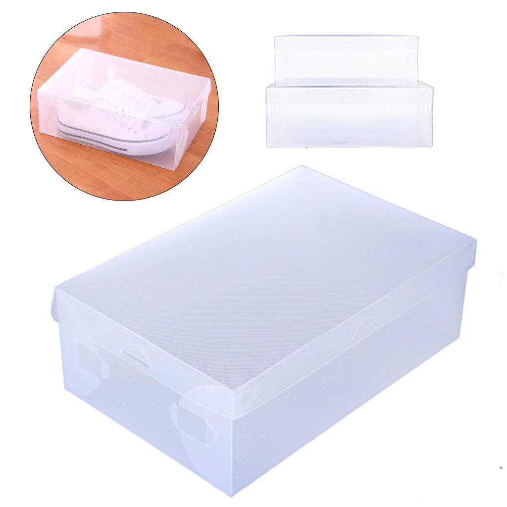 10pcs Plastic Shoe Box Transparent Shoe Box Storage Box Foldable Shoes Case Holder Shoebox Transparent Shoes Organizer Boxes