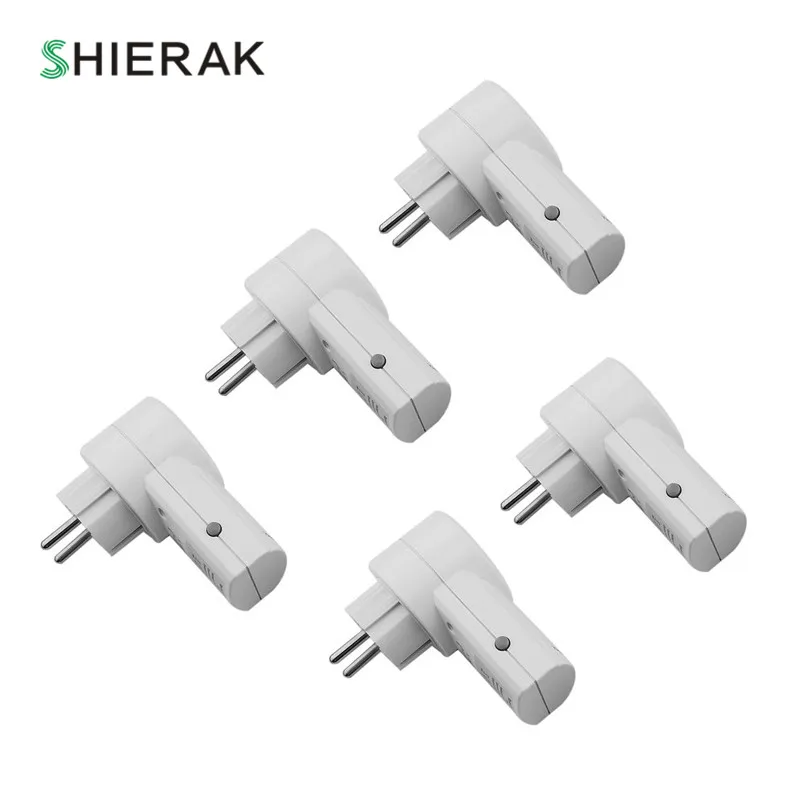 

SHIERAK 5Pcs/set White Wireless Power Sockets With1 Remote Controller EU Plug 230V/50Hz 10A Home Outdoor