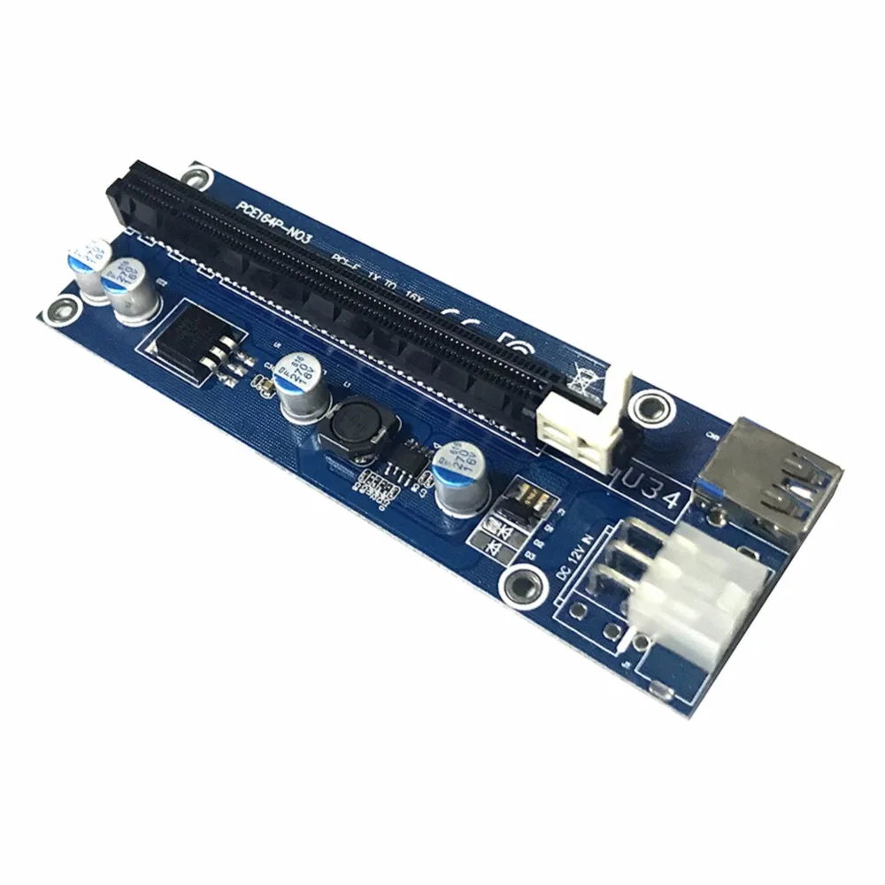 

164P PCI-E PCI Express 1x To 16x Riser Card 6Pin SATA PCIE Riser 006C for Bitcoin Mining Miner BTC Graphics Card