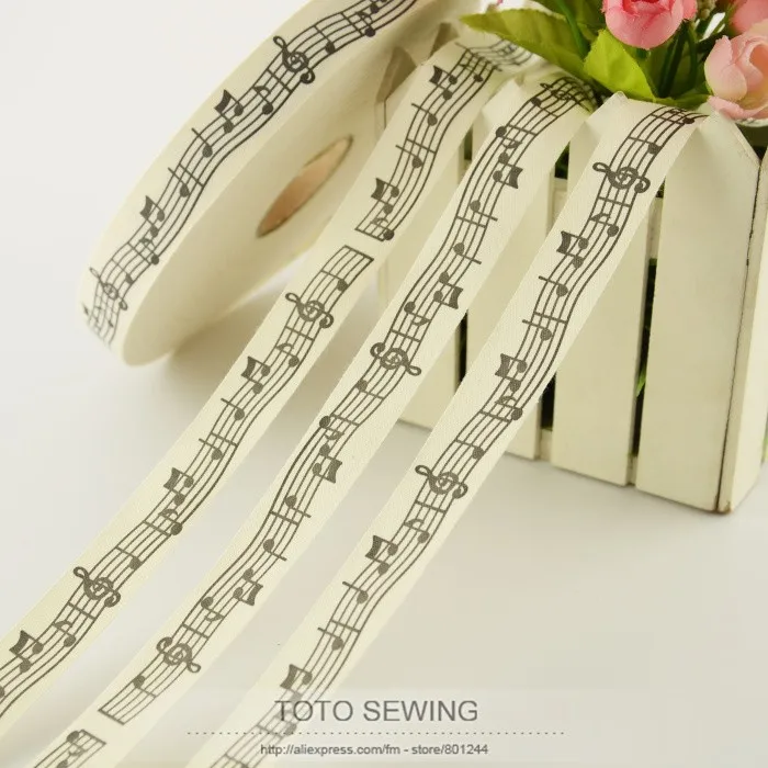 2.5CM width Zakka cotton ribbons mini.order is$5(mix order)cloths sewing tape music note label TOTO sewing accessory clothes