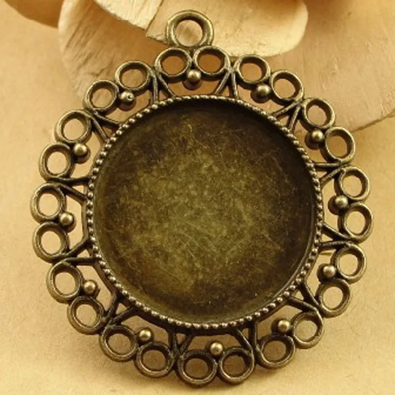 

10pcs 39MM Fit 25MM Antique Bronze round metal stamping blank cabochon setting base tray time gem bottom support DIY accessories
