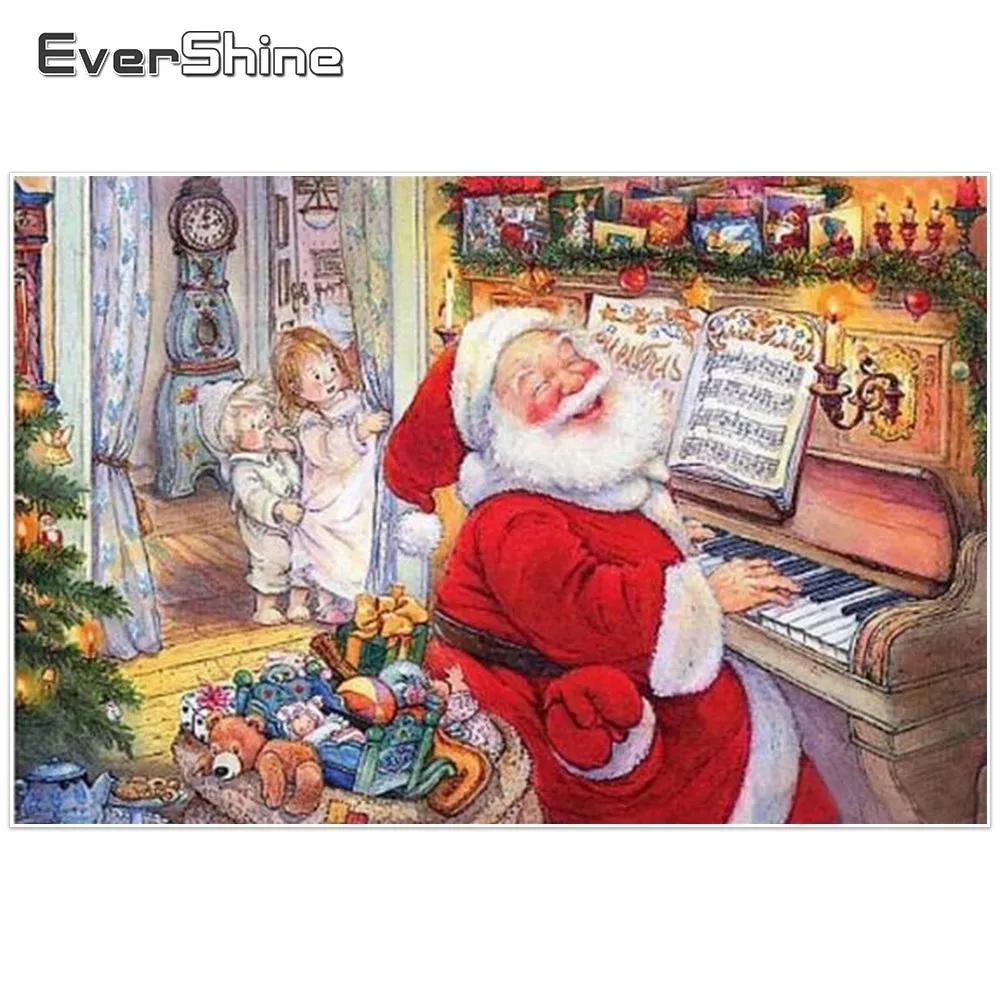 

EverShine New DIY Diamond Painting Full Round Christmas Pictures Of Rhinestones Diamond Embroidery Santa Claus Manual Hobby