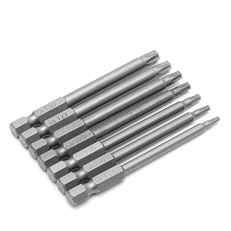 High Precision 7Pcs 75mm T8-T30 Magnetic Torx Screwdriver Bit 1/4 Inch Hex Shank for car accessories