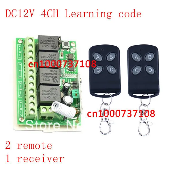 

Wireless Remote Control Switch System 4CH 4Relay DC12V Receiver&Transmitter 315/433MHZ remote light switch for home automation
