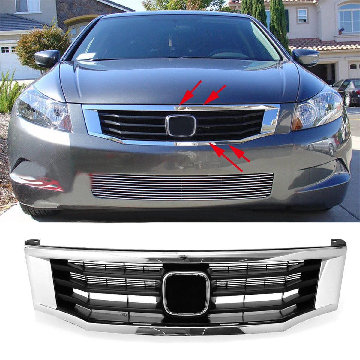 

Car Front Bumper Hood Grille Molding Cover Black Exterior Bumpers For Honda for Accord 2008 2009 2010