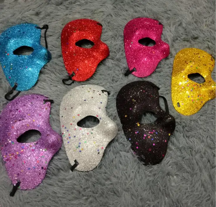 Masked Ball mask party left face gillter star mask Opera Men Women