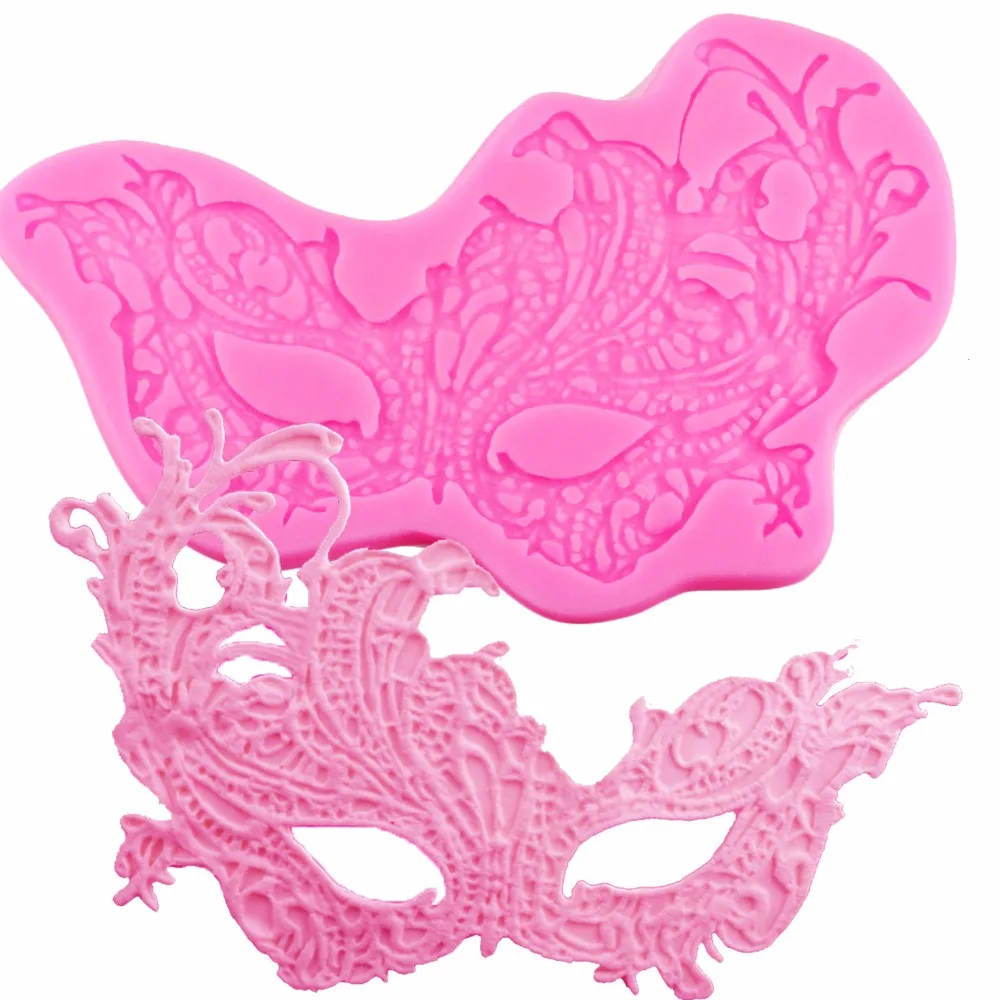 

DIY Party Dance Mask pattern Silicone Molds Lace mat Fondant Cake Decorating Tools Sugar Candy Chocolate Mould T1146