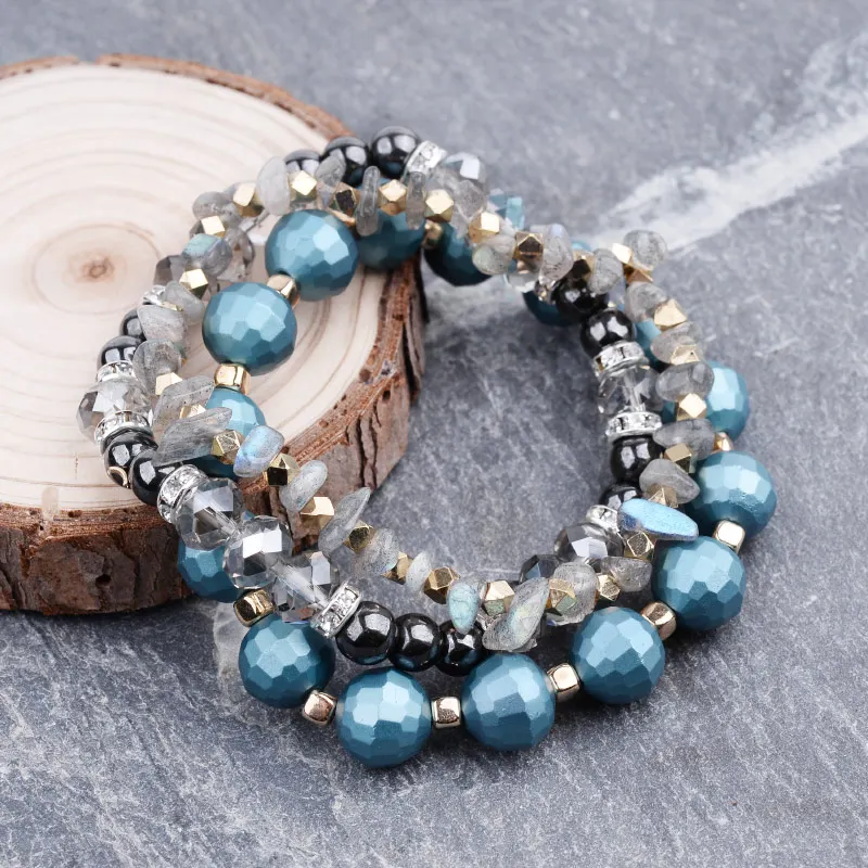 3 шт./компл. женский браслет ограненный Howlite Crystal Jaspers браслеты из кварцевого
