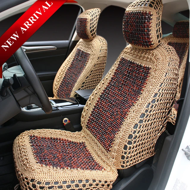 Car Hand woven Seat Cover Set with Wood Beads Full Seat Covers for