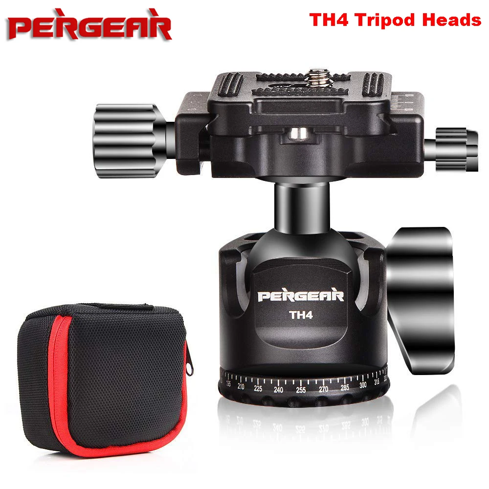 

PERGEAR TH4 Tripod Mini Ball Head Aluminum Alloy Construction Weights 190g Maxload 10KG Panoramic Shooting w/Quick Release Plate