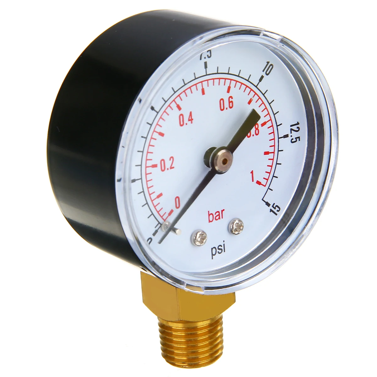 NEW 1/4 BSPT Low Pressure Gauge Air Compressor Meter Manometer 50mm 0-15 PSI 0-1 Bar For Fuel Air Oil Gas Water