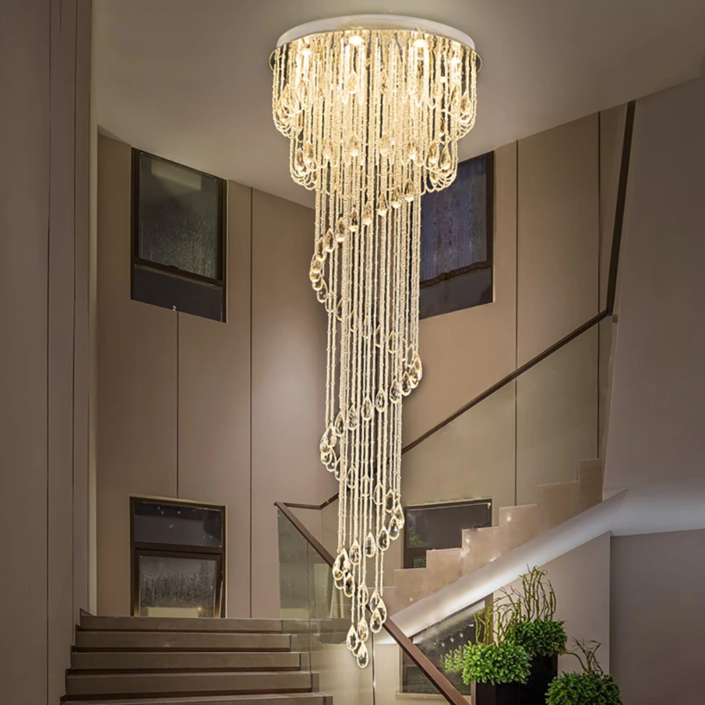 Double escalier lustre moderne simple restaurant salon lumières double lustres en verre rotatifs taille : 40 * 200 cm 