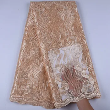 

2019 Latest French Nigerian Laces Fabric Yellow High Quality Tulle African Laces Fabric Wedding African French Tulle Lace 1096