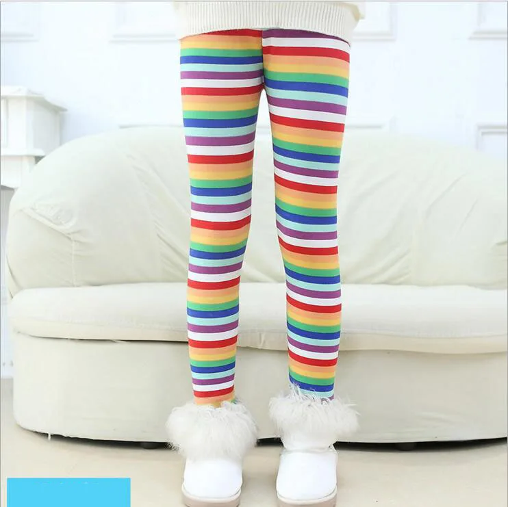 

VEENIBEAR 2017 Velvet Warm Girls Leggings Rainbow Print Winter Girls Pants Kids Children Pants Baby Girls Clothing 3-9T