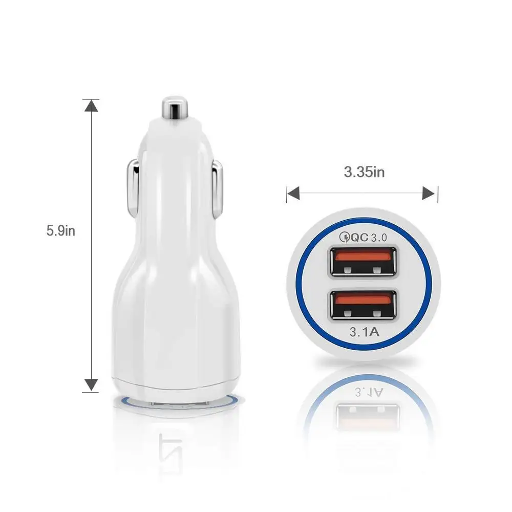 سريع تهمة 3.0 شاحن سيارة للهاتف المحمول 2 ميناء USB شاحن سيارة محول الشحن ل فون سامسونج اللوحي سيارة-شاحن سريع