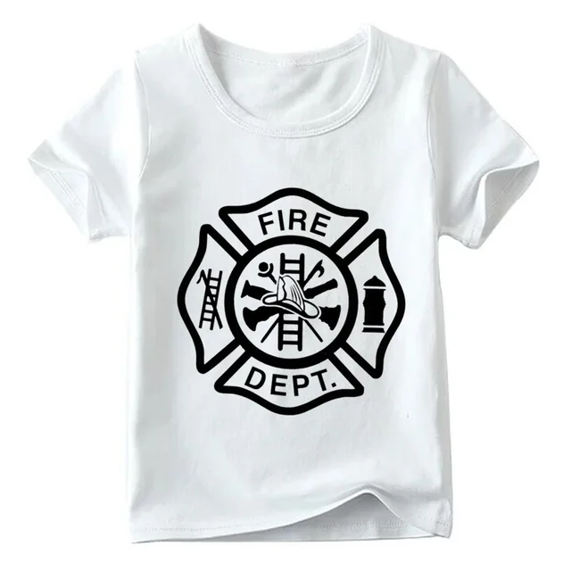 Fireman Gift Firefighter Print Children Funny T shirt Boys and Girls