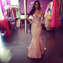 2016 Couture Kristall Meerjungfrau Abendkleid Kleider Charming Frauen Party Kleid Voller Handgemacht Sicken Lange Formale Kleid