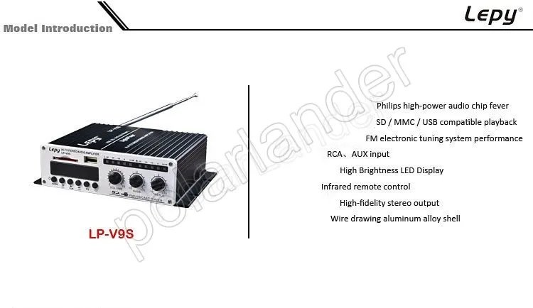 Горячая 12 В мини-автомобиль Hi-Fi Цифровой LPV9S USB FM CD SD DVD MP3 цифровой усилитель мощности авто автомобиль аудио мощность многофункциональный 15WX2
