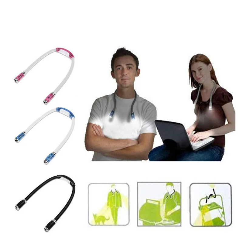 

Convenient Flexible Handsfree LED Neck Light Book Night Flash Light Foldable Hug Reading Camping Lamp Lighting Battery Lamp