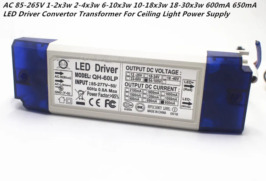 AC 85 265V 1 2x3w 2 4x3w 6 10x3w 10 18x3w 18 30x3w 600mA 650mA Светодиодный драйвер Трансформатор для