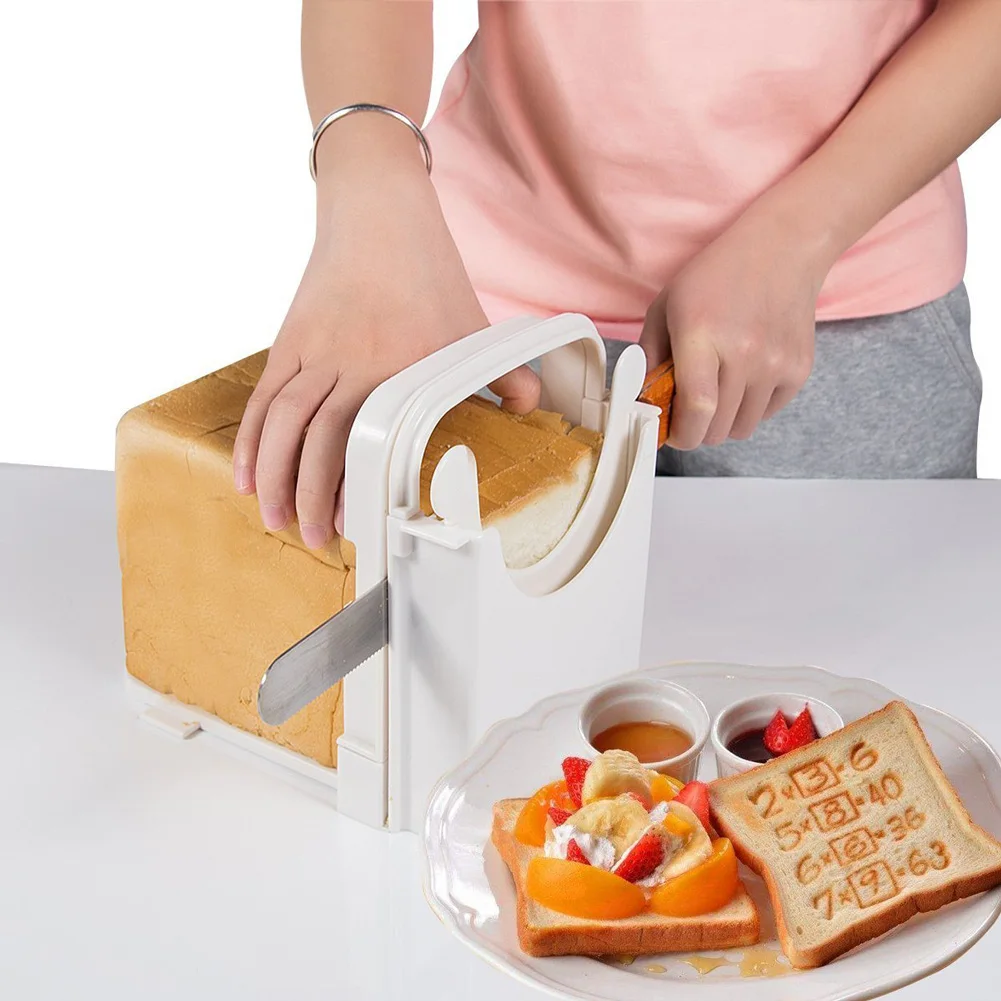Kitchen Foldable Adjustable Bread Cutter Loaf Toast Slicer Cutting Slicing Guide Tool Sandwich Toast Slicer Bread Bakery tools