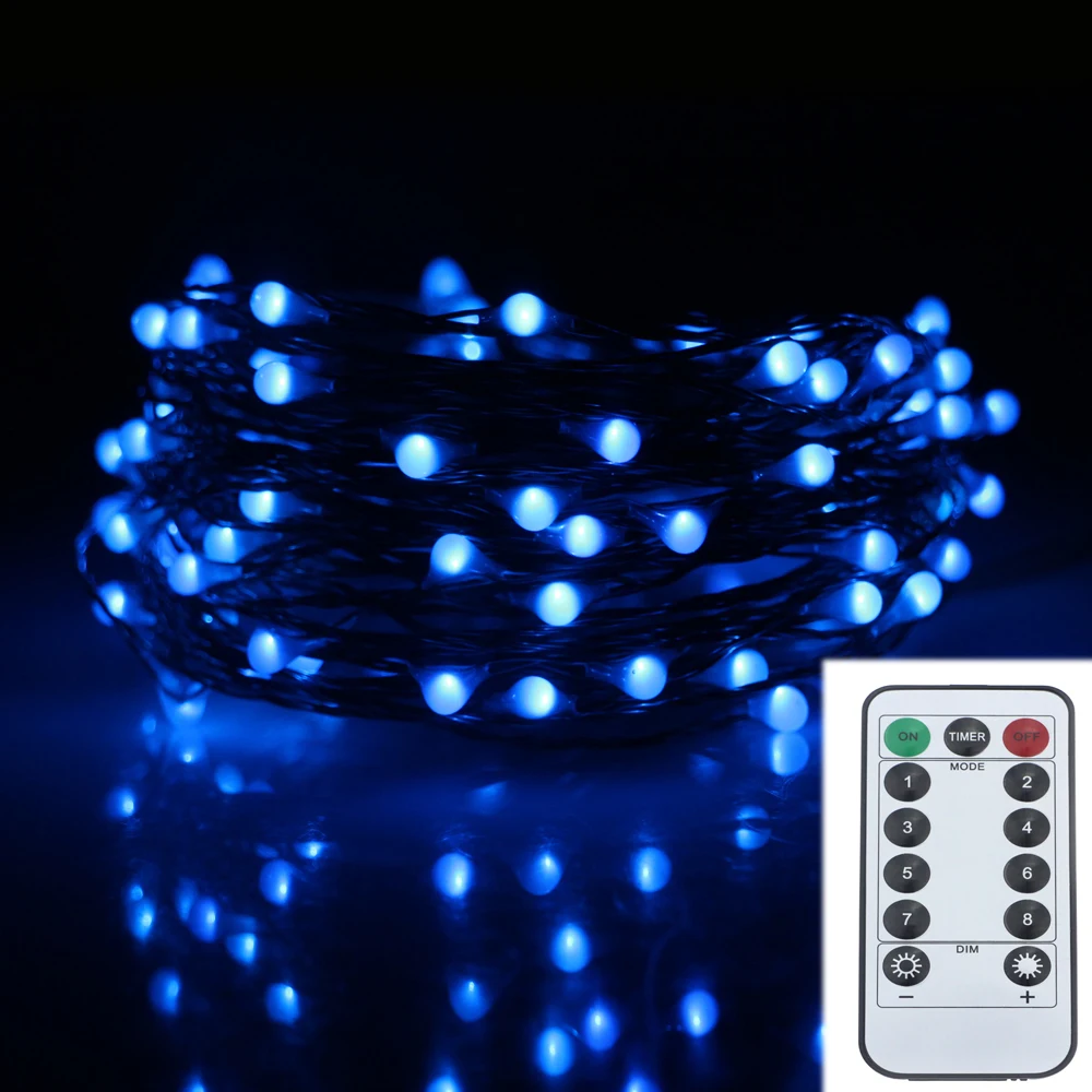 33FT 10M 100LED 8Modes Battery Operated Led String Light Chrismas Outdoor Fairy Lights ...