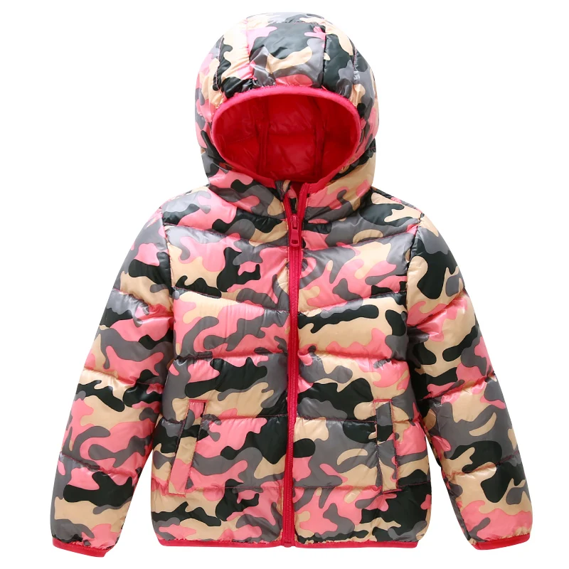 Girls Light Down Jacket Treasure Children's Clothing Warm Coat 2018 New Winter Camouflage Hooded Thickening Warm Coat 4-10T medium and large size girls down jacket new korean version of thickening parent child clothing warm hooded wool collar coat