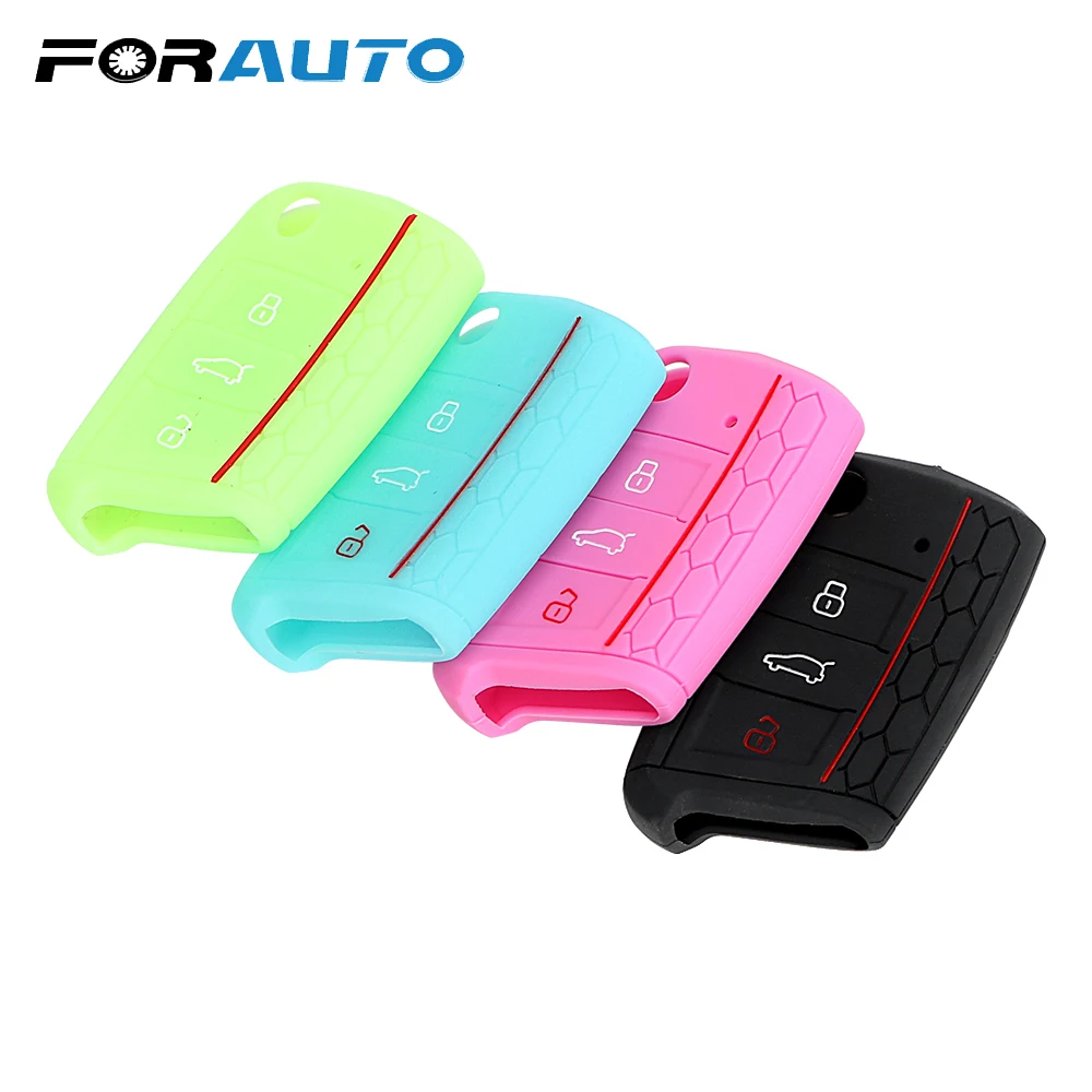 

FORAUTO Silicone Key Protect Bag Car Key Cover Case Auto Accessories Car-styling For VW Volkswagen Golf 7 mk7 Skoda Octavia A7