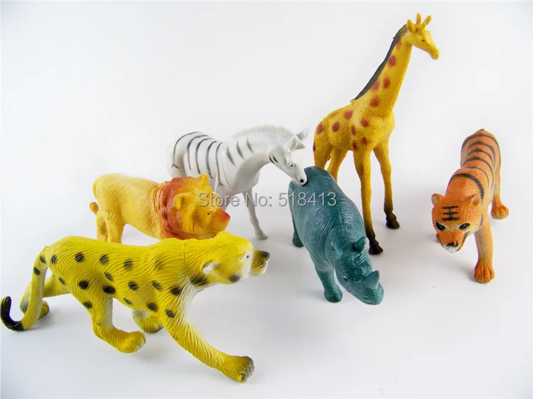 

Authentic Wild Animal Model 6 A Bag Of Realistic Simulation Plastic Tiger Cheetah Selling Children's Toys Unisex Animals