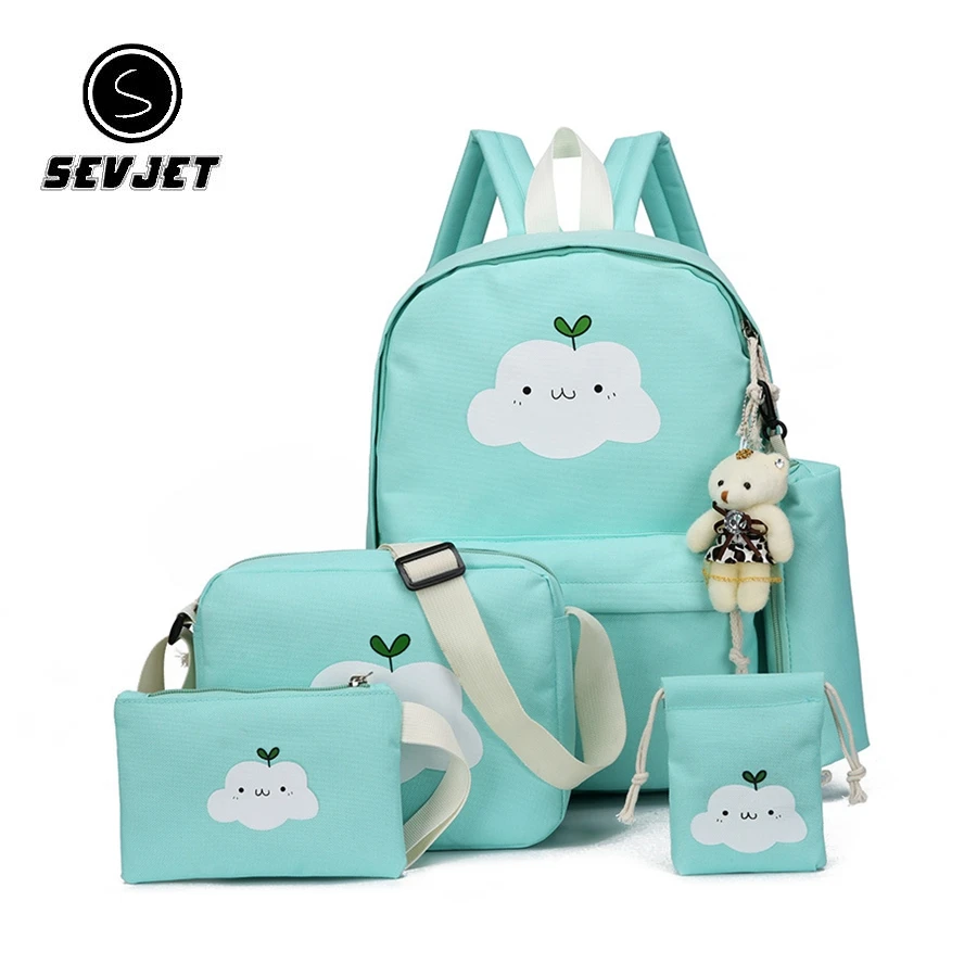 

2019 Cute Women Backpack Set For Teenagers Girl Large Capacity Canvas School Shoulder Bags Travel Laptop Mochilas Feminina CJ976