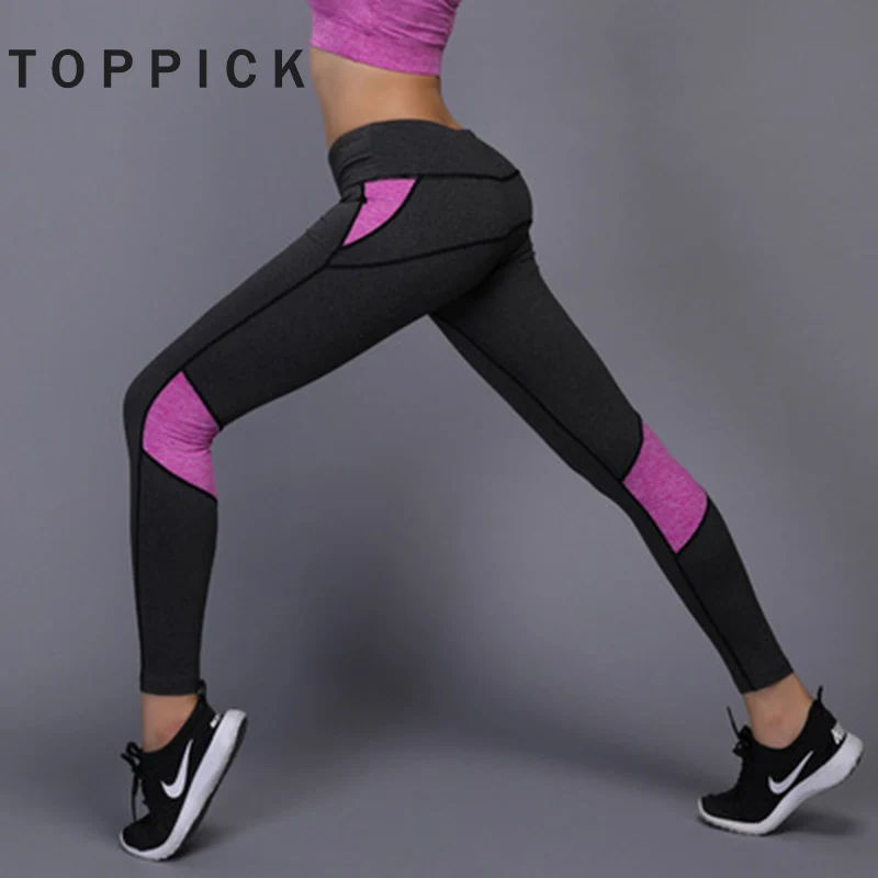 

Toppick Leggins Sport Women Fitness Stitching Leggings Push Up Female Leggings High Waist Yoga Pants Plus Size Gym Leggings