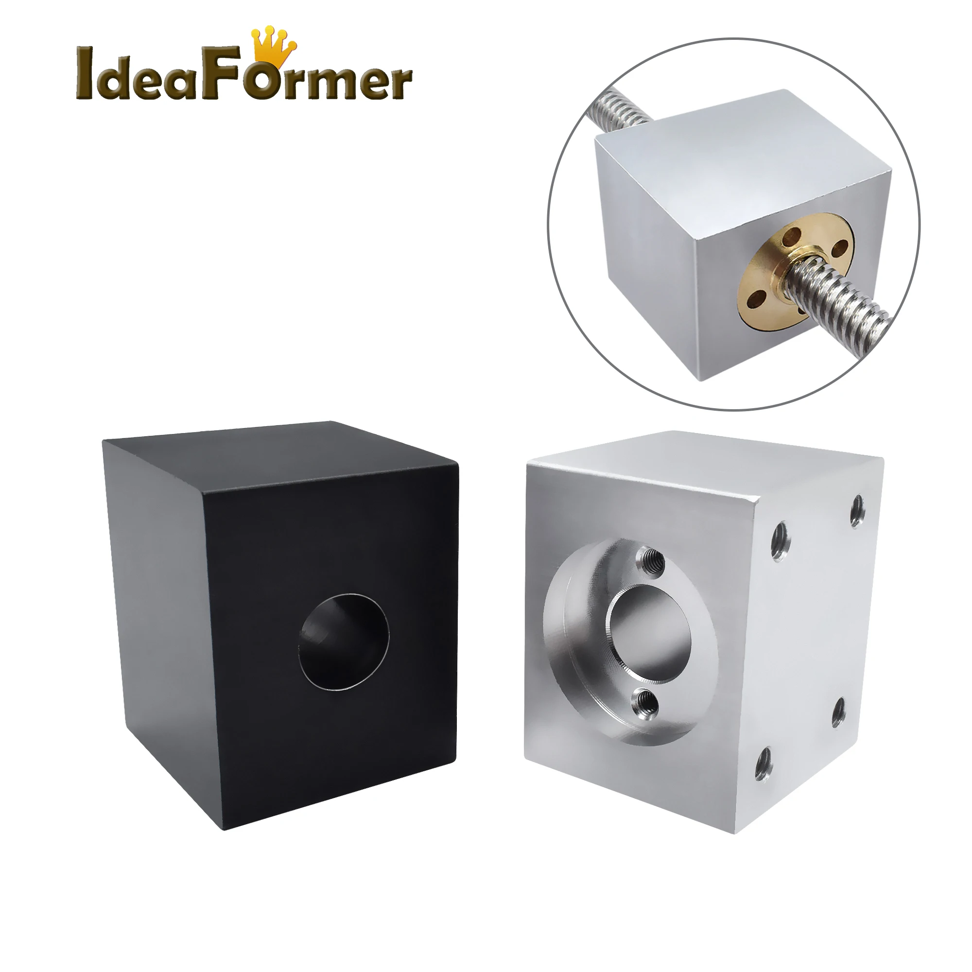 

Ideaformer T8 Lead Screw Nut Housing Bracket For 3D Printer Parts T8 Trapezoidal Lead Screw Conversion Nut Seat Aluminum Block