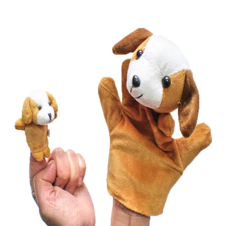 40 шт./компл. Плюшевые рук+ палец Марионетки Животные комплект перчатки кукольный животных, история говорить реквизит/Детские игрушки/Детские Куклы 20 Животные выбрать - Цвет: dog