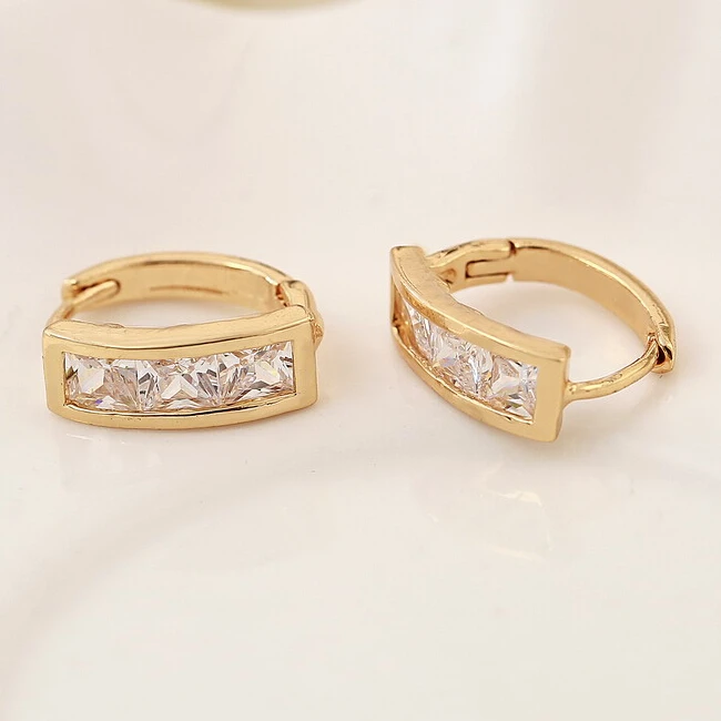 Wholesale Wedding Jewelry Delicate Mini Hoop Earring Gold & Rose Gold & Silver Plated CZ Crystal ...