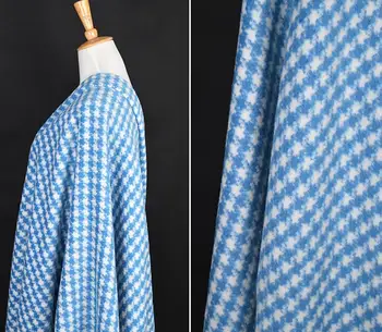 

Light blue Woollen thick wool linen fabric suit coat ,printing Textile hollandais african sequin Christmas cloak fabric A127